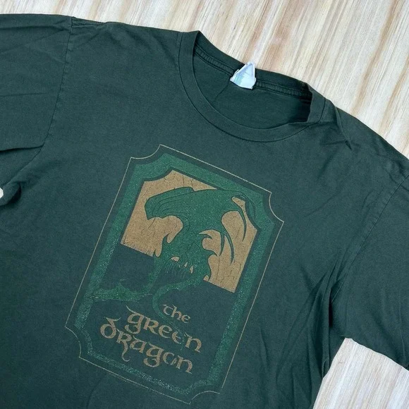 Y2K Lord Of The Rings T Shirt Green Dragon Green Medium Inn Song Short Sleeve - Picture 2 of 8